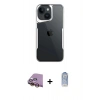 MARSİLYAN™- iPhone 15 Kılıf Akış Çizgi Koleksiyonu - Siyah Joko Magic 5D Cam + Raze Metal Kamera Lens - SI