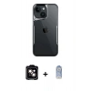 MARSİLYAN™- iPhone 15 Kılıf Akış Çizgi Koleksiyonu - Siyah Joko Magic 5D Cam + PVD Metal Kamera Lens - TU
