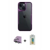 MARSİLYAN™- iPhone 15 Kılıf Akış Çizgi Koleksiyonu - Siyah Polymer Nano Ekran Koruyucu + Raze Metal Kamera Lens - YL