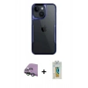 MARSİLYAN™- iPhone 15 Kılıf Akış Çizgi Koleksiyonu - Siyah Polymer Nano Ekran Koruyucu + Raze Metal Kamera Lens - YL