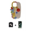 MARSİLYAN™- iPhone 15 Kılıf Akış Yansıma - Siyah 360 Mat Full Body Arka Koruyucu + PVD Metal Kamera Lens - TU