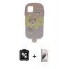 MARSİLYAN™- iPhone 15 Kılıf Akış Yansıma - Siyah Bilvis 3D Mat Cam Ekran Koruyucu + PVD Metal Kamera Lens - TU