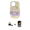 MARSİLYAN™- iPhone 15 Kılıf Akış Yansıma - Siyah Buffer Hayalet Cam Ekran Koruyucu + Bilvis Titan Kamera Lens - PE