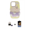 MARSİLYAN™- iPhone 15 Kılıf Akış Yansıma - Siyah Buffer Hayalet Cam Ekran Koruyucu + Bilvis Titan Kamera Lens - YL