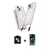 MARSİLYAN™- iPhone 15 Kılıf Atlas Doku Koleksiyonu - Siyah 360 Mat Full Body Arka Koruyucu + PVD Metal Kamera Lens - TU