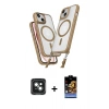MARSİLYAN™- iPhone 15 Kılıf Atlas Doku Koleksiyonu - Siyah Buffer Hayalet Cam Ekran Koruyucu + PVD Metal Kamera Lens - YL