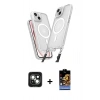 MARSİLYAN™- iPhone 15 Kılıf Atlas Doku Koleksiyonu - Siyah Buffer Hayalet Cam Ekran Koruyucu + PVD Metal Kamera Lens - YL