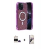 MARSİLYAN™- iPhone 15 Kılıf Eksen Çizgi - Siyah Bilvis 3D Mat Cam Ekran Koruyucu + Bilvis Titan Kamera Lens - SH