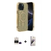 MARSİLYAN™- iPhone 15 Kılıf Eksen Çizgi - Siyah Bilvis 3D Mat Cam Ekran Koruyucu + Bilvis Titan Kamera Lens - SH
