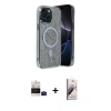 MARSİLYAN™- iPhone 15 Kılıf Eksen Çizgi - Siyah Bilvis 3D Mat Cam Ekran Koruyucu + Bilvis Titan Kamera Lens - SH
