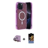 MARSİLYAN™- iPhone 15 Kılıf Eksen Çizgi - Siyah Buffer Hayalet Cam Ekran Koruyucu + Raze Metal Kamera Lens - SI