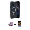MARSİLYAN™- iPhone 15 Kılıf Eksen Çizgi - Siyah Buffer Hayalet Cam Ekran Koruyucu + Raze Metal Kamera Lens - SI
