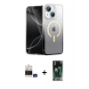 MARSİLYAN™- iPhone 15 Kılıf Eksen Minimal Özel Seri - Şeffaf 360 Full Body Arka Koruyucu + Bilvis Titan Kamera Lens - YL