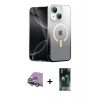 MARSİLYAN™- iPhone 15 Kılıf Eksen Minimal Özel Seri - Şeffaf 360 Full Body Arka Koruyucu + Raze Metal Kamera Lens - YL