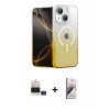 MARSİLYAN™- iPhone 15 Kılıf Eksen Minimal Özel Seri - Siyah Bilvis 3D Mat Cam Ekran Koruyucu + Bilvis Titan Kamera Lens - PE