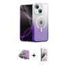 MARSİLYAN™- iPhone 15 Kılıf Eksen Minimal Özel Seri - Siyah Bilvis 3D Mat Cam Ekran Koruyucu + Sarı Raze Metal Kamera Lens