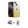 MARSİLYAN™- iPhone 15 Kılıf Eksen Minimal Özel Seri - Siyah Bilvis 3D Mat Cam Ekran Koruyucu + Raze Metal Kamera Lens - YL
