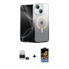 MARSİLYAN™- iPhone 15 Kılıf Eksen Minimal Özel Seri - Siyah Buffer Hayalet Cam Ekran Koruyucu + Bilvis Titan Kamera Lens - PE