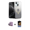 MARSİLYAN™- iPhone 15 Kılıf Eksen Minimal Özel Seri - Siyah Buffer Hayalet Cam Ekran Koruyucu + Raze Metal Kamera Lens - PE