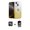 MARSİLYAN™- iPhone 15 Kılıf Eksen Minimal Özel Seri - Siyah Buffer Hayalet Cam Ekran Koruyucu + PVD Metal Kamera Lens - YL
