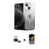 MARSİLYAN™- iPhone 15 Kılıf Eksen Minimal Özel Seri - Siyah Buffer Hayalet Cam Ekran Koruyucu + Bilvis Titan Kamera Lens - YL