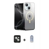 MARSİLYAN™- iPhone 15 Kılıf Eksen Minimal Özel Seri - Siyah Joko Magic 5D Cam + PVD Metal Kamera Lens - YL