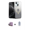 MARSİLYAN™- iPhone 15 Kılıf Eksen Minimal Özel Seri - Siyah Joko Magic 5D Cam + Raze Metal Kamera Lens - SI