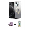 MARSİLYAN™- iPhone 15 Kılıf Eksen Minimal Özel Seri - Siyah Polymer Nano Ekran Koruyucu + Raze Metal Kamera Lens - SI
