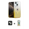 MARSİLYAN™- iPhone 15 Kılıf Eksen Minimal Özel Seri - Siyah Polymer Nano Ekran Koruyucu + PVD Metal Kamera Lens - YL