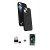 MARSİLYAN™- iPhone 15 Kılıf İz Işık Koleksiyonu - Siyah 360 Mat Full Body Arka Koruyucu + Bilvis Titan Kamera Lens - PE