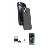 MARSİLYAN™- iPhone 15 Kılıf İz Işık Koleksiyonu - Siyah 360 Mat Full Body Arka Koruyucu + Bilvis Titan Kamera Lens - PE
