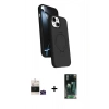 MARSİLYAN™- iPhone 15 Kılıf İz Işık Koleksiyonu - Siyah 360 Mat Full Body Arka Koruyucu + Bilvis Titan Kamera Lens - YL