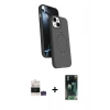 MARSİLYAN™- iPhone 15 Kılıf İz Işık Koleksiyonu - Siyah 360 Mat Full Body Arka Koruyucu + Bilvis Titan Kamera Lens - YL