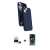 MARSİLYAN™- iPhone 15 Kılıf İz Işık Koleksiyonu - Siyah 360 Mat Full Body Arka Koruyucu + Bilvis Titan Kamera Lens - YL