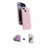 MARSİLYAN™- iPhone 15 Kılıf İz Işık Koleksiyonu - Siyah Bilvis 3D Mat Cam Ekran Koruyucu + Raze Metal Kamera Lens - PE