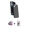 MARSİLYAN™- iPhone 15 Kılıf İz Işık Koleksiyonu - Siyah Bilvis 3D Mat Cam Ekran Koruyucu + Raze Metal Kamera Lens - SI