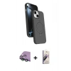 MARSİLYAN™- iPhone 15 Kılıf İz Işık Koleksiyonu - Siyah Bilvis 3D Mat Cam Ekran Koruyucu + Raze Metal Kamera Lens - YL