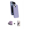 MARSİLYAN™- iPhone 15 Kılıf İz Işık Koleksiyonu - Siyah Bilvis 3D Mat Cam Ekran Koruyucu + Raze Metal Kamera Lens - YL