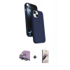 MARSİLYAN™- iPhone 15 Kılıf İz Işık Koleksiyonu - Siyah Bilvis 3D Mat Cam Ekran Koruyucu + Raze Metal Kamera Lens - YL