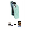 MARSİLYAN™- iPhone 15 Kılıf İz Işık Koleksiyonu - Siyah Buffer Hayalet Cam Ekran Koruyucu + Bilvis Titan Kamera Lens - YL