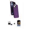 MARSİLYAN™- iPhone 15 Kılıf İz Işık Koleksiyonu - Siyah Buffer Hayalet Cam Ekran Koruyucu + Bilvis Titan Kamera Lens - PE
