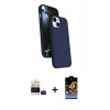 MARSİLYAN™- iPhone 15 Kılıf İz Işık Koleksiyonu - Siyah Buffer Hayalet Cam Ekran Koruyucu + Bilvis Titan Kamera Lens - SH