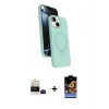 MARSİLYAN™- iPhone 15 Kılıf İz Işık Koleksiyonu - Siyah Buffer Hayalet Cam Ekran Koruyucu + Bilvis Titan Kamera Lens - SH