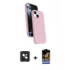 MARSİLYAN™- iPhone 15 Kılıf İz Işık Koleksiyonu - Siyah Buffer Hayalet Cam Ekran Koruyucu + Yeşil PVD Metal Kamera Lens