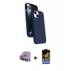 MARSİLYAN™- iPhone 15 Kılıf İz Işık Koleksiyonu - Siyah Buffer Hayalet Cam Ekran Koruyucu + Yeşil Raze Metal Kamera Lens
