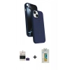 MARSİLYAN™- iPhone 15 Kılıf İz Işık Koleksiyonu - Siyah Polymer Nano Ekran Koruyucu + Bilvis Titan Kamera Lens - PE