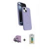 MARSİLYAN™- iPhone 15 Kılıf İz Işık Koleksiyonu - Siyah Polymer Nano Ekran Koruyucu + Raze Metal Kamera Lens - YL