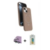 MARSİLYAN™- iPhone 15 Kılıf İz Işık Koleksiyonu - Siyah Polymer Nano Ekran Koruyucu + Raze Metal Kamera Lens - YL