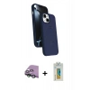 MARSİLYAN™- iPhone 15 Kılıf İz Işık Koleksiyonu - Siyah Polymer Nano Ekran Koruyucu + Raze Metal Kamera Lens - YL