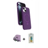 MARSİLYAN™- iPhone 15 Kılıf İz Işık Koleksiyonu - Siyah Polymer Nano Ekran Koruyucu + Raze Metal Kamera Lens - YL